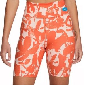 Nike Women's One Luxe Icon Clash Mid-Rise Training 7” Bike Shorts Rush Orange